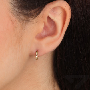 Złote kolczyki kółka grawerowane pr. 585 - JubilerSezam.pl