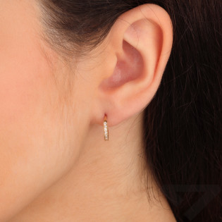 Kolczyki złote kółka z białymi cyrkoniami próba 585