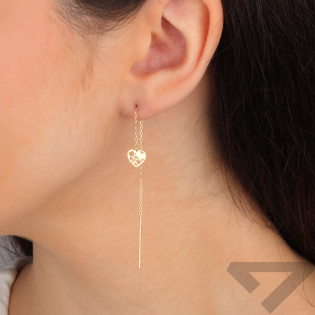 Kolczyki złote ażurowe serce przeciągane próba 585