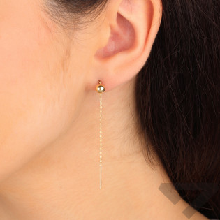 Kolczyki złote z gładką kulką przeciągane próba 375