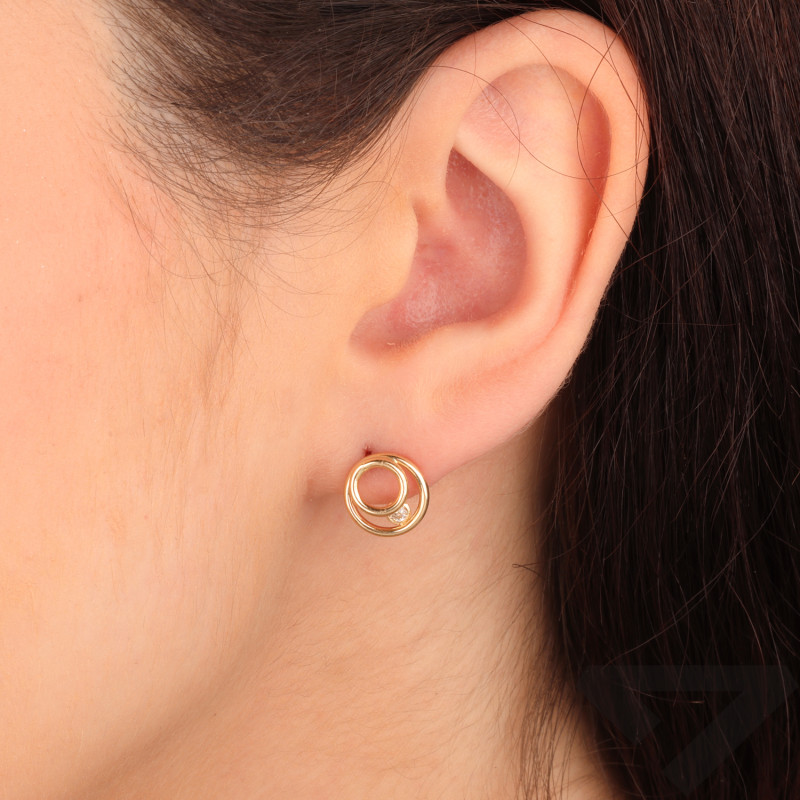 Kolczyki złote koło w kole z cyrkonią próba 585