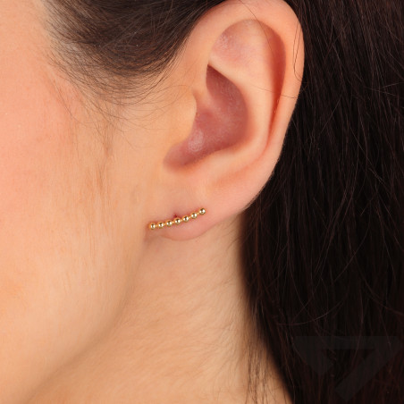 Kolczyki złote kreska z kulkami bead próba 585