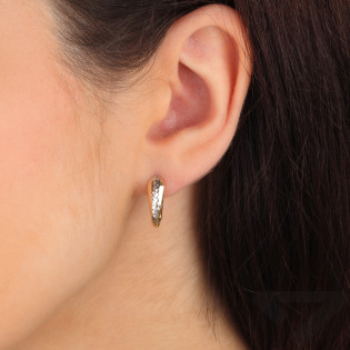 Kolczyki złote blaszki poszerzane grawerowane próba 375