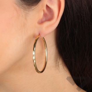 Kolczyki złote kółka rurka grawerowana próba 585