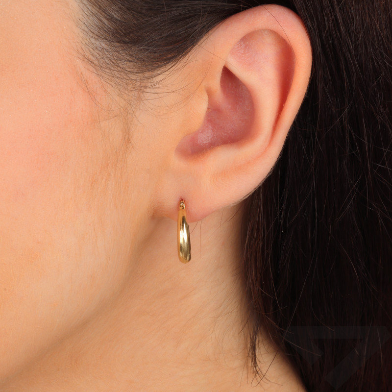 Kolczyki złote kółka poszerzane dołem próba 585