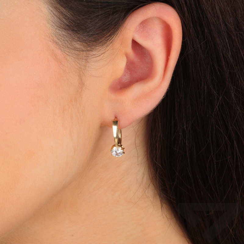 Kolczyki złote z pojedynczą cyrkonią 6 mm