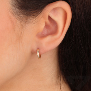 Złote kolczyki kółka z cyrkoniami pr. 585 - JubilerSezam.pl