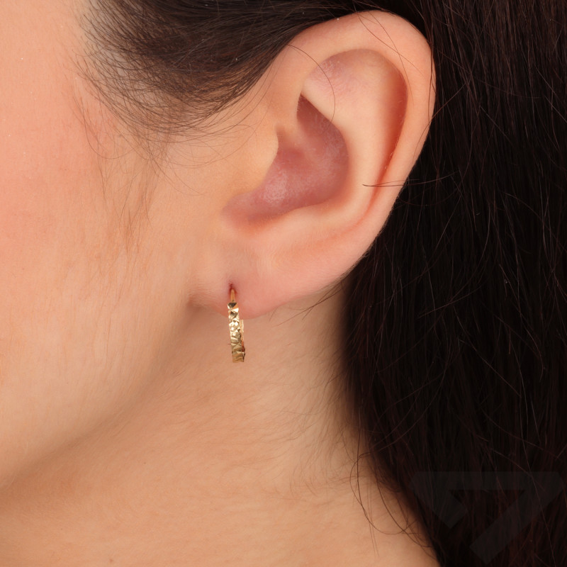 Kolczyki złote grawerowane blaszki próba 585