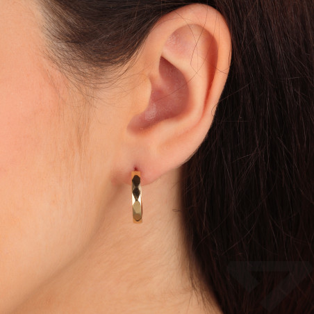 Kolczyki złote grawerowane kółka blaszki próba 585