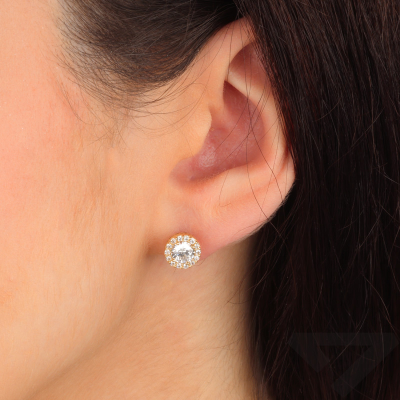 Kolczyki złote z białymi cyrkoniami próba 585