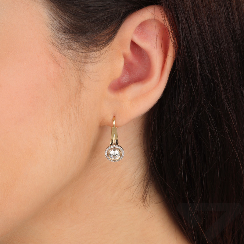 Kolczyki złote z białymi cyrkoniami próba 585