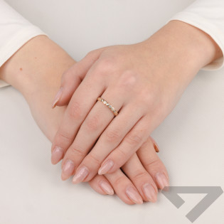 Pierścionek złoty obrączka Miłości z białymi cyrkoniami próba 585