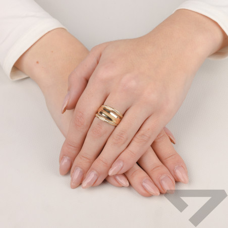 Pierścionek złoty z białymi cyrkoniami próba 585