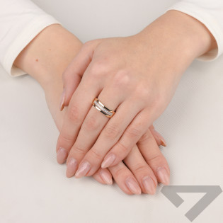 Pierścionek złoty obrączkowy z białymi cyrkoniami próba 585