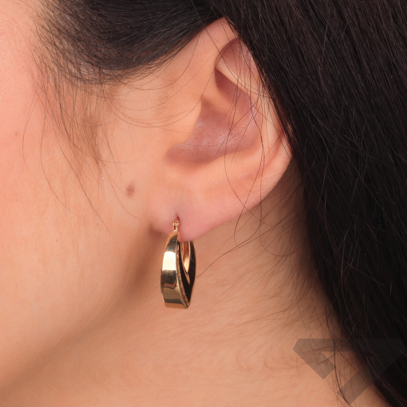 Kolczyki złote owalne blaszki w szpic próba 585