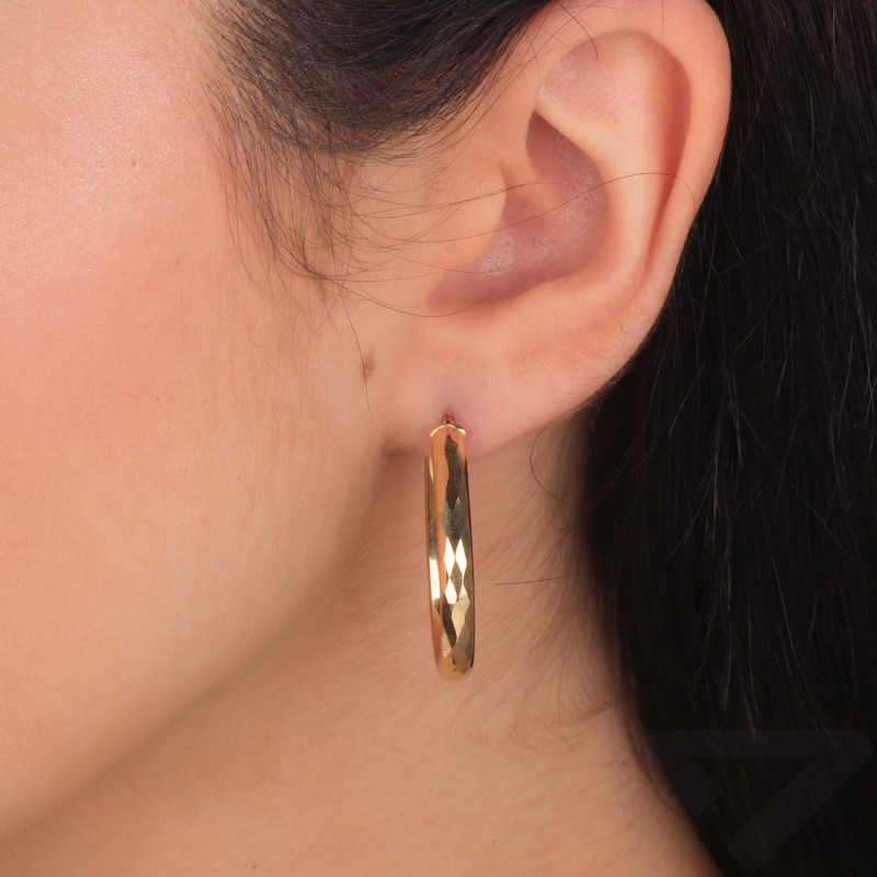 Kolczyki złote kółka kropla taflowana próba 585