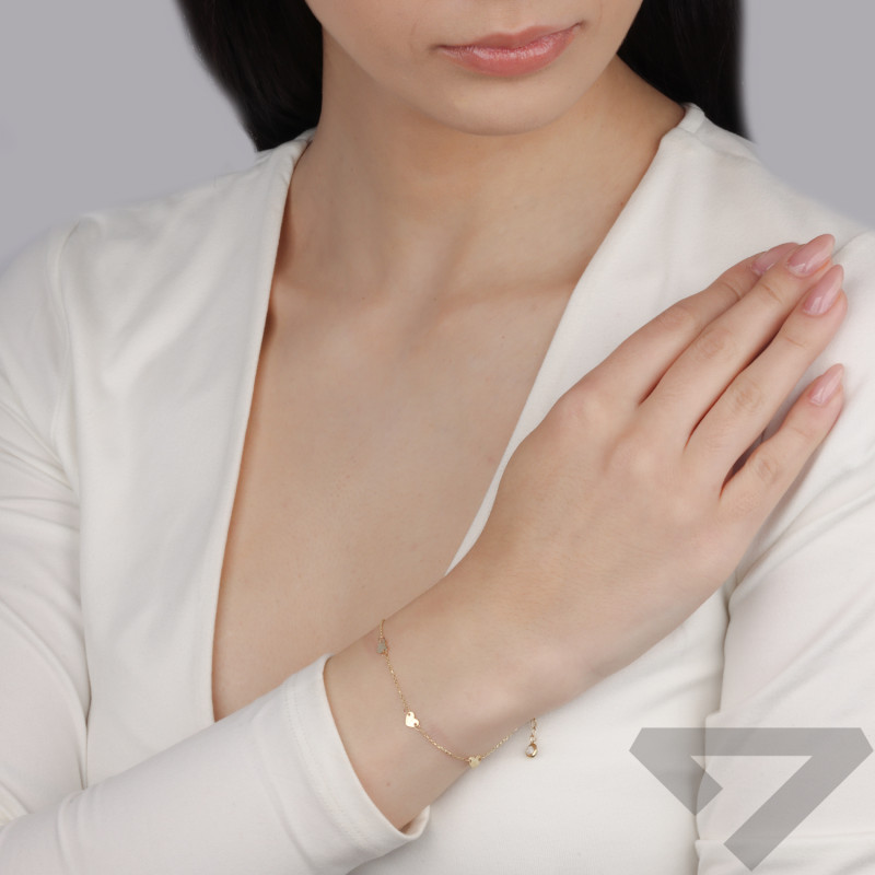 Bransoleta złota gładkie serca próba 375