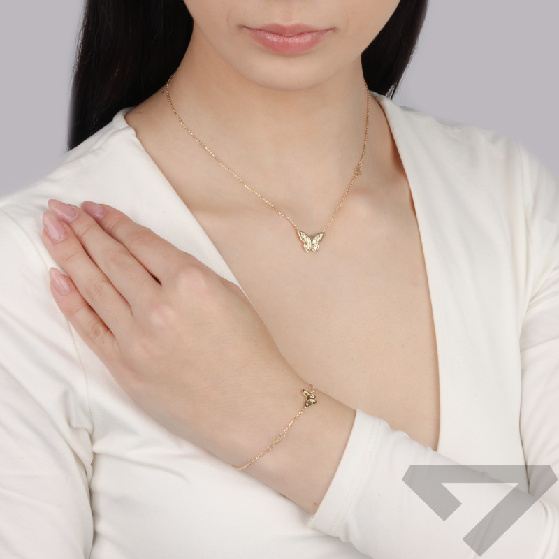 Naszyjnik złoty z motylkami próba 585