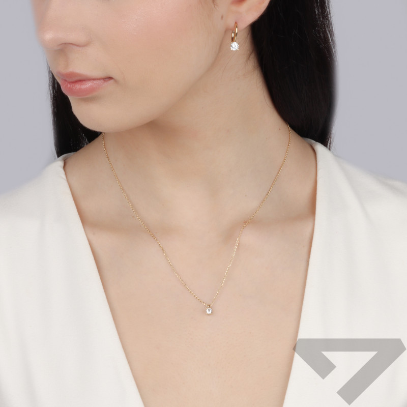 Naszyjnik złoty z białą cyrkonią próba 585