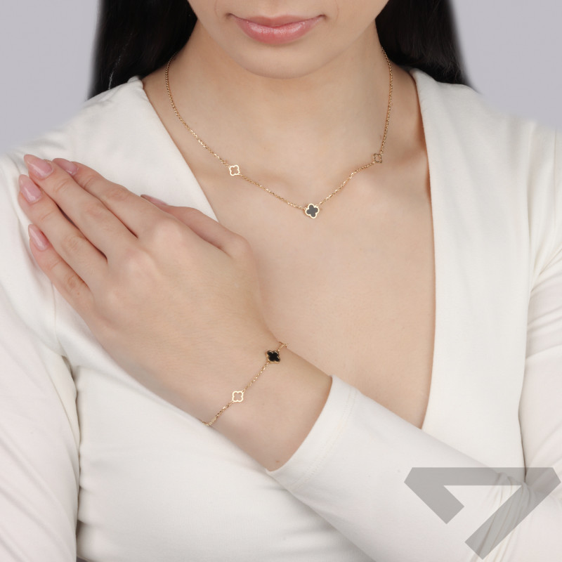 Naszyjnik złoty z koniczynkami próba 585