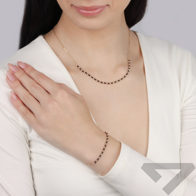 Bransoleta złota z pirytami i kulkami próba 585