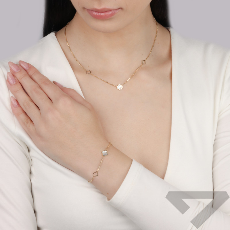 Naszyjnik złoty z koniczynkami próba 585