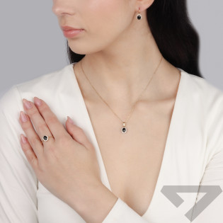 Kolczyki złote owalna markiza z onyksem jubilerskim próba 585