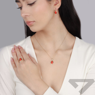 Zawieszka złota z koralem jubilerskim w oprawie próba 585