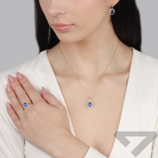 Zawieszka złota markiza z szafirową cyrkonią próba 585