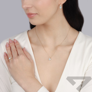 Kolczyki złote serce z jasno-niebieską cyrkonią próba 585