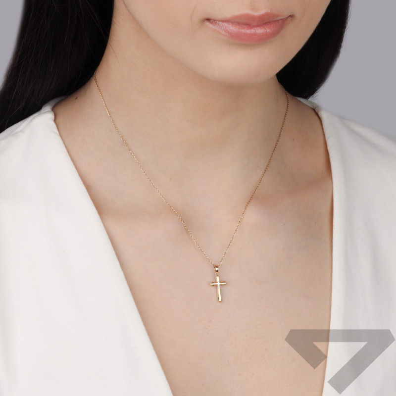 Krzyżyk złoty gładki ramiona w szpic próba 375