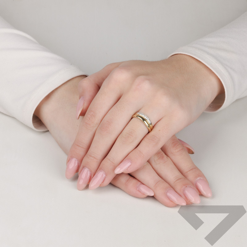 Pierścionek złoty dwie fale próba 375