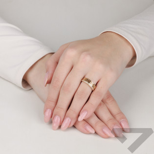 Pierścionek złoty podwójny greka i cyrkonie próba 585