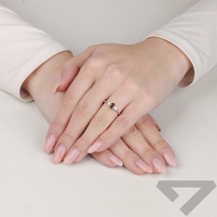 Pierścionek srebrny z turmalinem i cyrkoniami