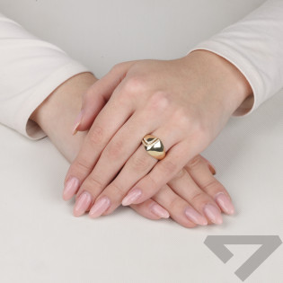 Pierścionek złoty szeroki z falą z cyrkoniami próba 585