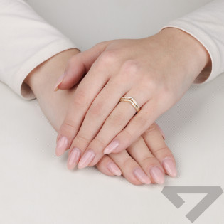 Pierścionek złoty podwójny szpic z cyrkoniami próba 585