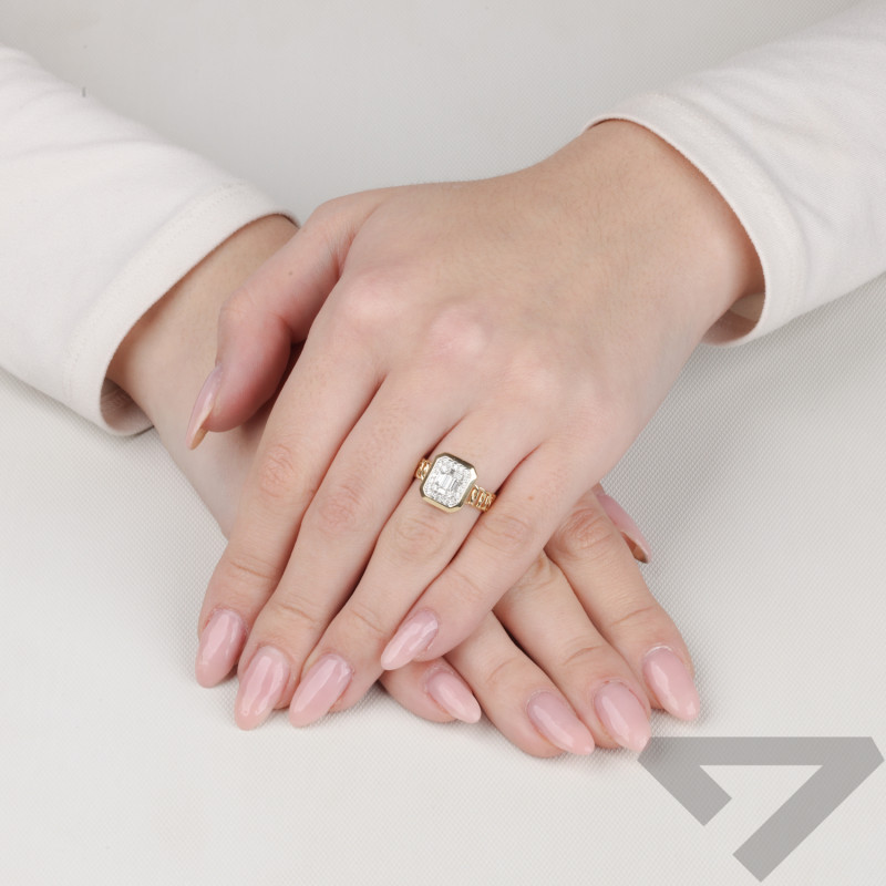 Pierścionek zaręczynowy z diamentami bagietami próba 585