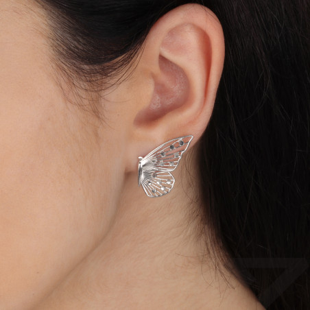 Kolczyki srebrne ażurowe skrzydło motyla