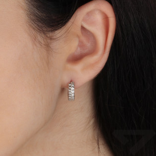 Kolczyki srebrne kółka z cyrkoniami i kulkami bead