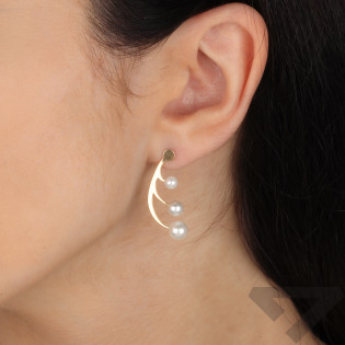 Kolczyki pozłacane z perłami na gałązce