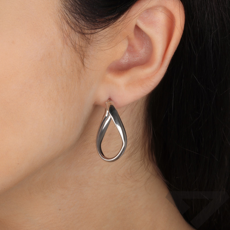 Kolczyki srebrne owalne kółka przekręcone