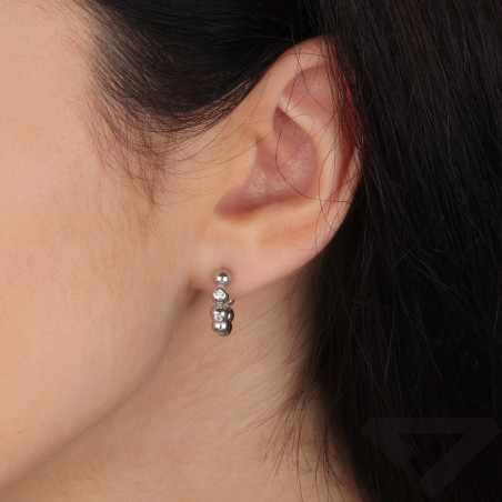 Kolczyki srebrne kółka z kulkami bead