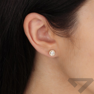 Kolczyki złote z białymi cyrkoniami próba 585