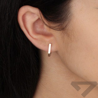 Kolczyki srebrne kreska ze złotą blaszką