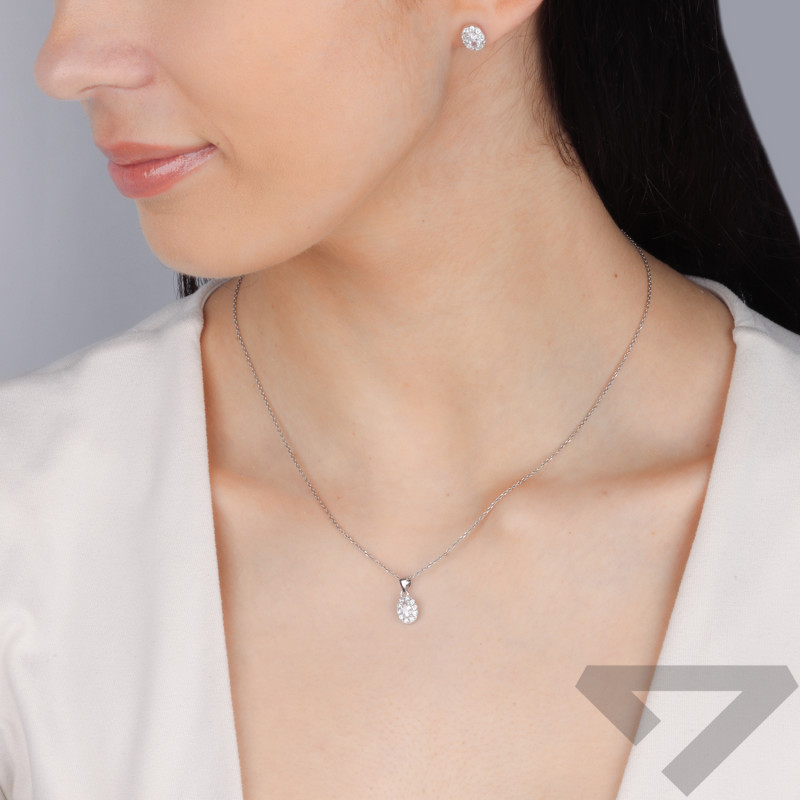 Komplet srebrny kolczyki i zawieszka owal z cyrkoniami