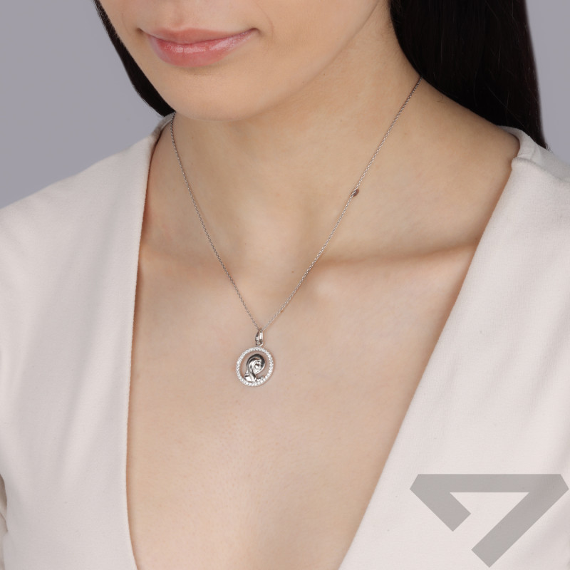 Medalik srebrny Matka Boska modląca w kole