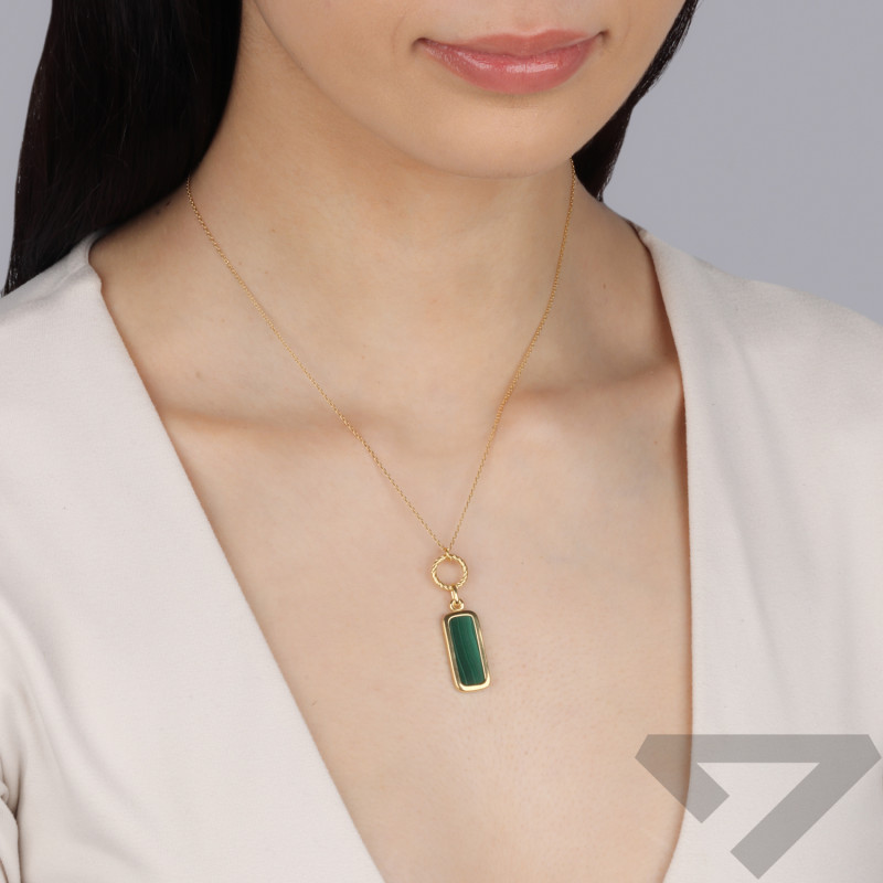 Naszyjnik pozłacany z malachitem