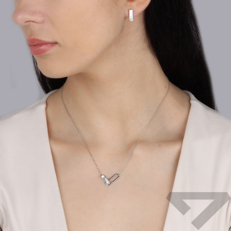 Naszyjnik srebrny z dwoma prostokątami