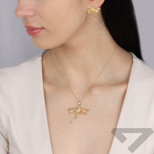 Naszyjnik pozłacany ażurowa ważka