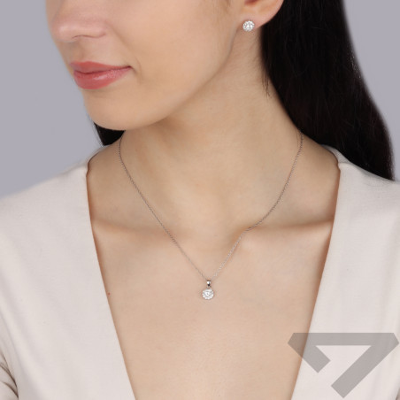 Srebrny Komplet Kolczyki i Zawieszka z Cyrkoniami - JubilerSezam.pl